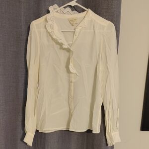 Sezane Cream Ruffle Blouse
